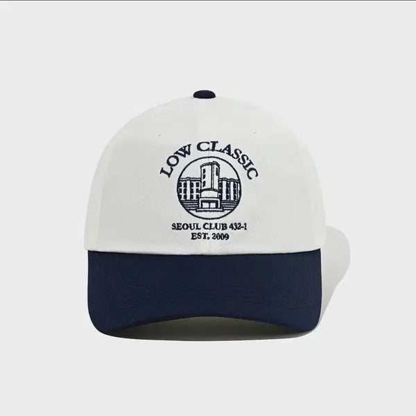 [BUNJANG] LOW CLASSIC Navy/White Color Block Baseball Cap / 로우클래식 LOW CLASSIC 네이비/화이트 배색 볼캡 모자