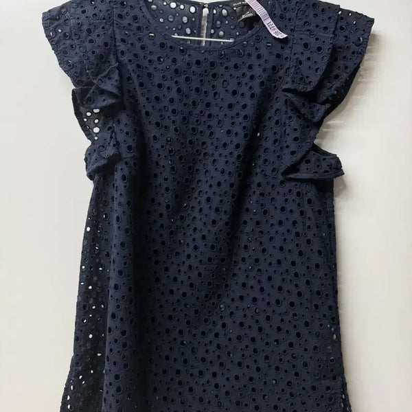 [BUNJANG] Club Monaco Eyelet Blouse Navy / 클럽모나코 아일렛 블라우스 네이비
