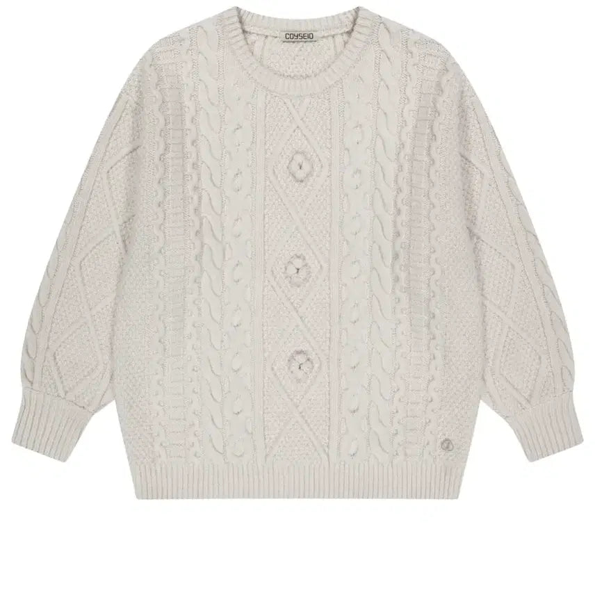 [BUNJANG] Koiseio Pom Pom Cable Knit Ivory / 코이세이오 폼폼 케이블 니트 아이보리