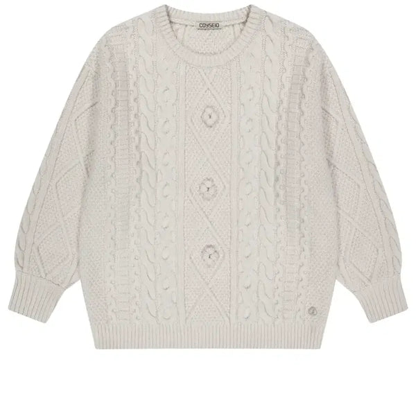 [BUNJANG] Koiseio Pom Pom Cable Knit Ivory / 코이세이오 폼폼 케이블 니트 아이보리