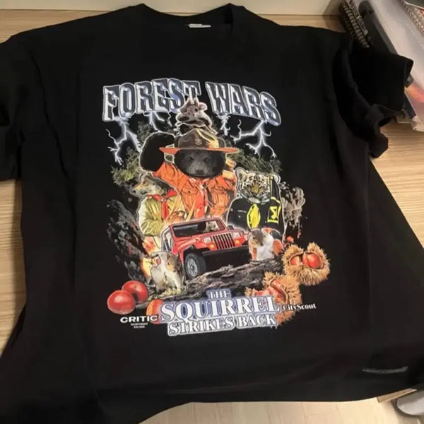 [BUNJANG] Critic FOREST WARS Short-Sleeve T-Shirt Black / 크리틱 FOREST WARS 반팔티 블랙