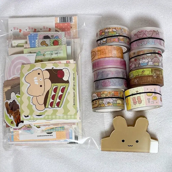 [BUNJANG] Rilakkuma Sylvanian Kiss-cut Washi Tape Sticker Set / 리락쿠마 실바니안 스티커 다꾸 키스컷 마테 클립 모조지 세트