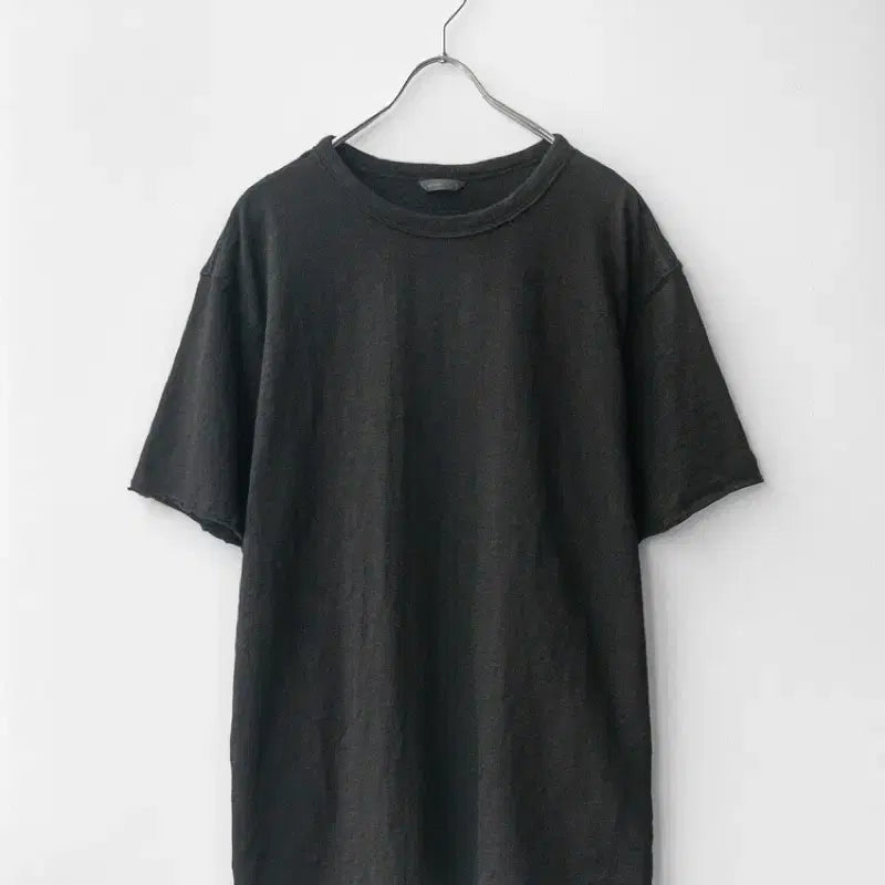 [BUNJANG] GONA Slub Cut-off Half Sleeve T-Shirt - Black / 고낙 슬럽 컷오프 하프 슬리브