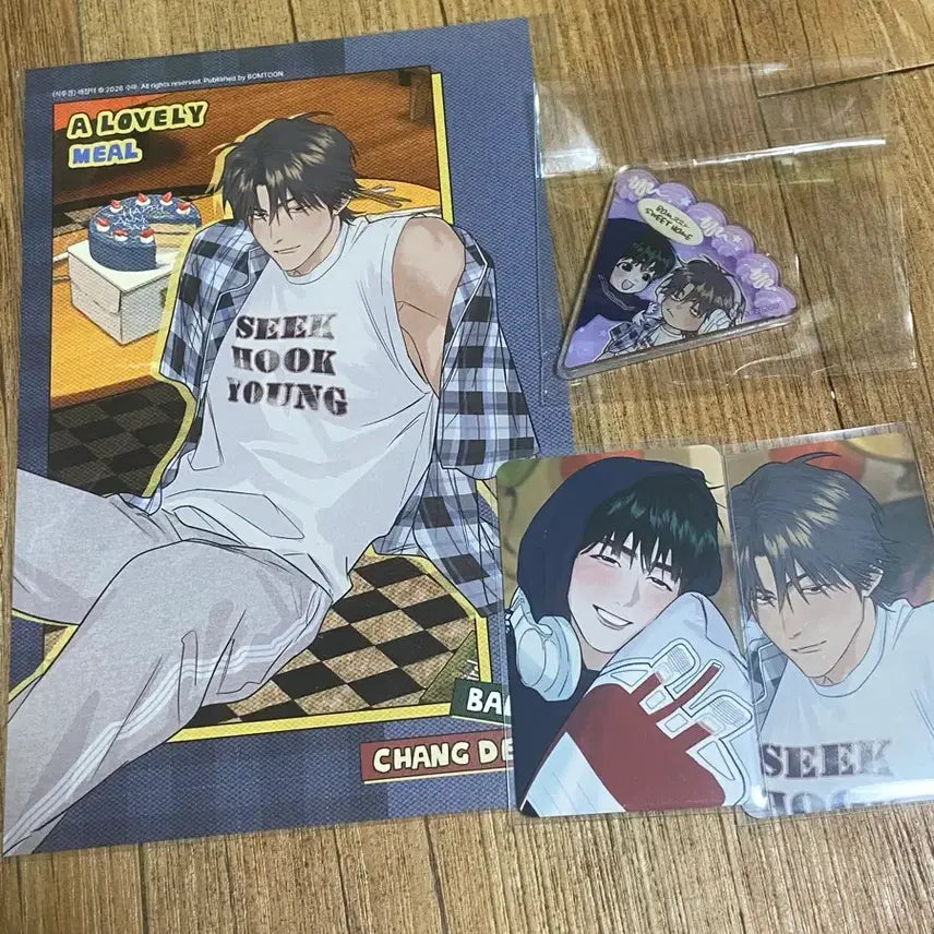 [BUNJANG] Bomtoon Sig 'After Meal' Postcard + Photocard Cake Magnet Bundle Set / 봄툰 시그 식후경 엽서 + 포카 케이크마그넷 일괄
