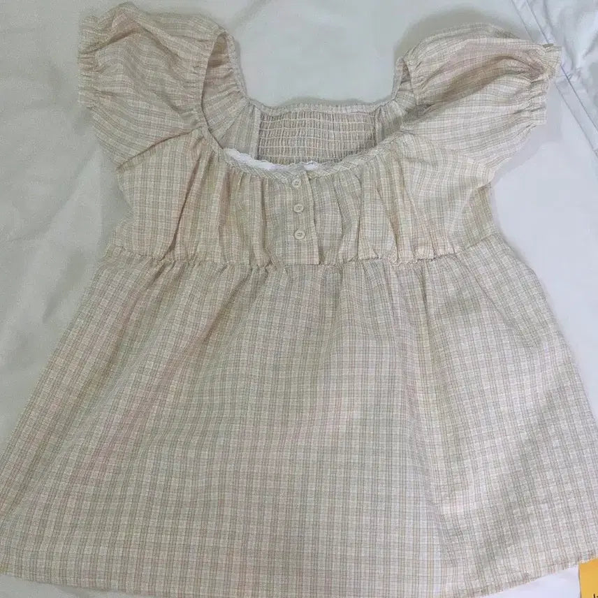 [BUNJANG] Brown Check Blouse / 새 상품)체크 블라우스 여름 옷 갈색 브라운