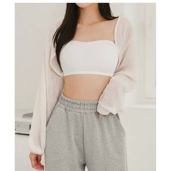 [BUNJANG] Built-in Cup Sports Bra White Tube Top / 브라탑 (캡내장), 흰색 튜브탑 미개봉 마지막 수량 할인 판매