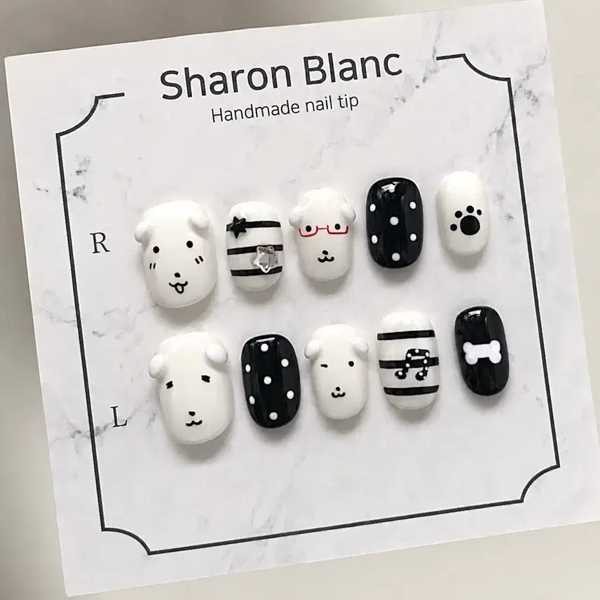 [BUNJANG] Sharon Blanc Custom Press-On Nail Tips / 가나디 네일팁 / 15종 쉐입