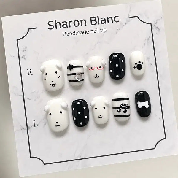 [BUNJANG] Sharon Blanc Custom Press-On Nail Tips / 가나디 네일팁 / 15종 쉐입