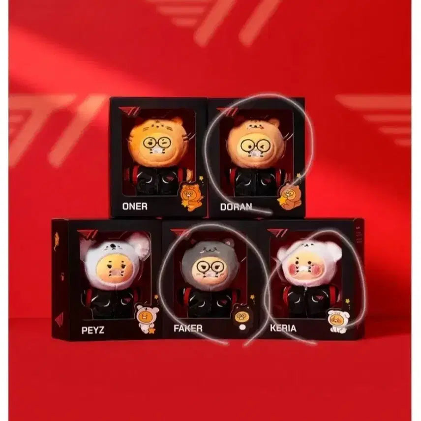 [BUNJANG] Kakao Friends Chunsik Doran Faker Keria Backpack Keyring Plush Set (3 pcs) - Sealed / T1 춘식이 (도란 페이커 케리아) 백팩 키링 인형 3개 일괄 미개봉