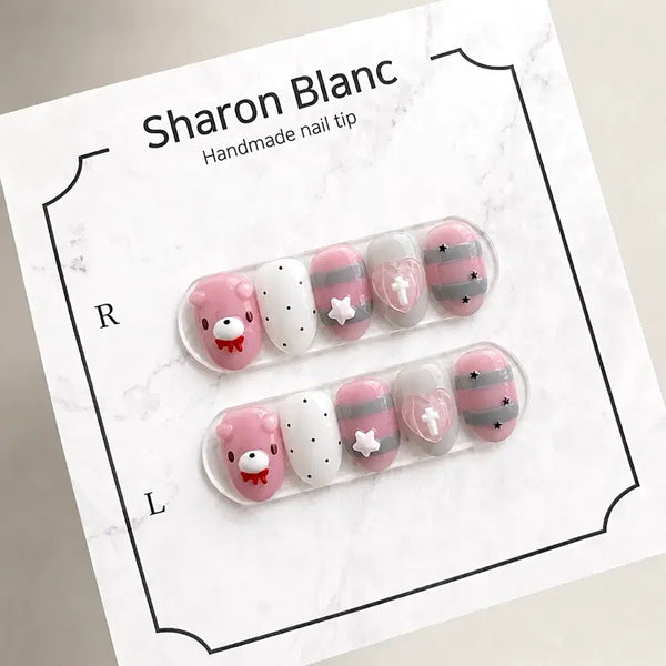[BUNJANG] Gloomy Bear Nail Tips - 15 Shape Options / 글루미 베어 네일팁 / 15종 쉐입