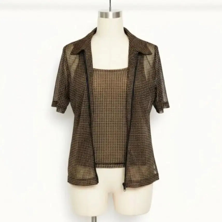 [BUNJANG] Women's Summer 3-Piece Set: See-through Cardigan, Sleeveless Top, and Short-Sleeve Jumper / 77 여성 반팔 가디건 나시 세트 반팔점퍼 탑 여자 여름 가디건 셋업