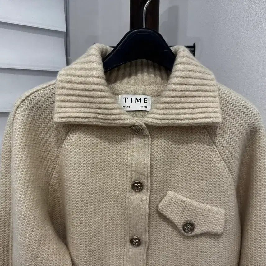 [BUNJANG] TIME Wool Camel Hair Knit Collar Cardigan / 한섬 TIME 니트 카라 가디건
