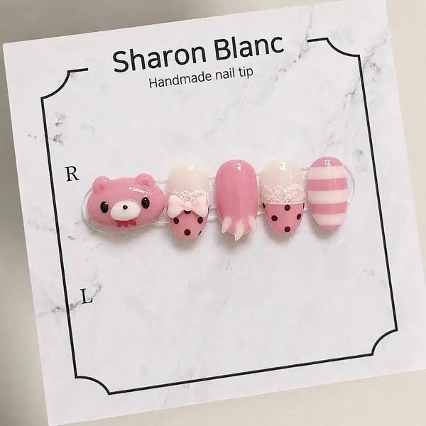 [BUNJANG] Sharon Blanc Glumi Bear Nail Tips Set (15 Shapes) / 가로글루미 베어 네일팁 / 15종 쉐입