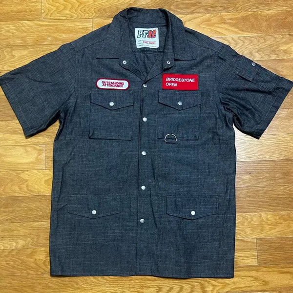 [BUNJANG] Patch Short Sleeve Shirt L / 스트릿 워크웨어 패치 반팔 셔츠 L