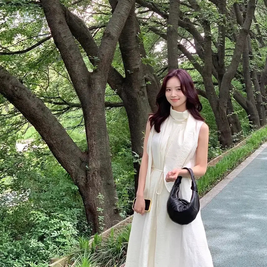 [BUNJANG] Kinder Salmon Cecil Scarf Dress Ecru / 킨더살몬 Cecil Scarf Dress Ecru