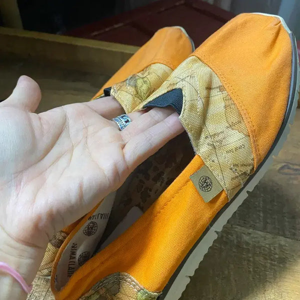 [BUNJANG] Prima Classe Orange Map Pattern Sneakers Size 240 / 프리마클라쎄 오렌지 지도 패턴 스니커즈 240