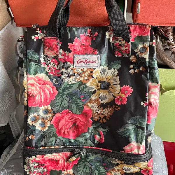 [BUNJANG] Cath Kidston Double Decker Backpack Black Floral / 캐스키드슨 더블 데커 백팩 블랙