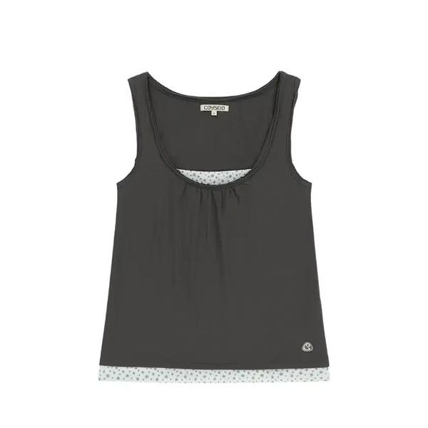 [BUNJANG] KOSEIO DUDU Layered Sleeveless Charcoal / 코이세이오 두두 레이어드 슬리브리스 차콜