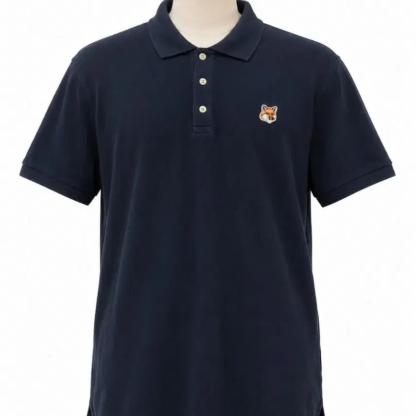[BUNJANG] Maison Kitsuné Navy Fox Embroidery Short Sleeve Polo T-Shirt / 메종키츠네 반팔 카라티 네이비 폭스자수
