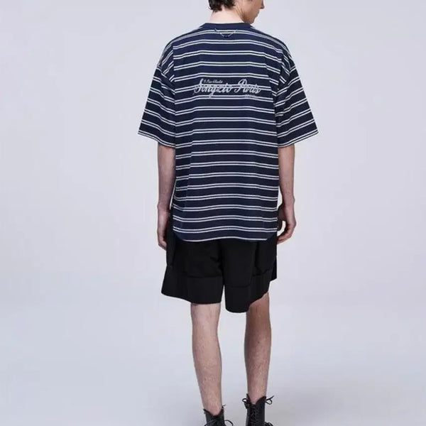 [BUNJANG] Songzio 25ss Charles Shirt Stripe Short Sleeve T-shirt / 송지오 25ss 샤를로 스트라이프 반팔티 판매 48