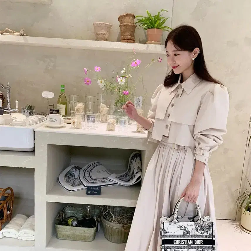[BUNJANG] Byccini Autumn Jacket + Long Skirt Set Up Beige / 새상품) 어텀 자켓+롱스커트 셋업