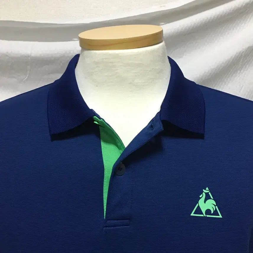 [BUNJANG] Le Coq Sportif Golf Wear Short Sleeve Polo Shirt Navy Lime / 르꼬끄 골프웨어 반팔 카라티 남색 라임