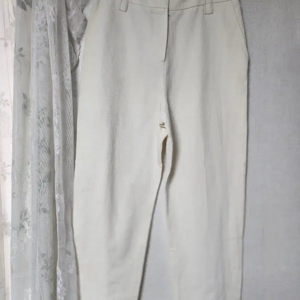 [BUNJANG] Hansome Ivory Linen Blend Slacks / 한섬 아이보리색 면바지