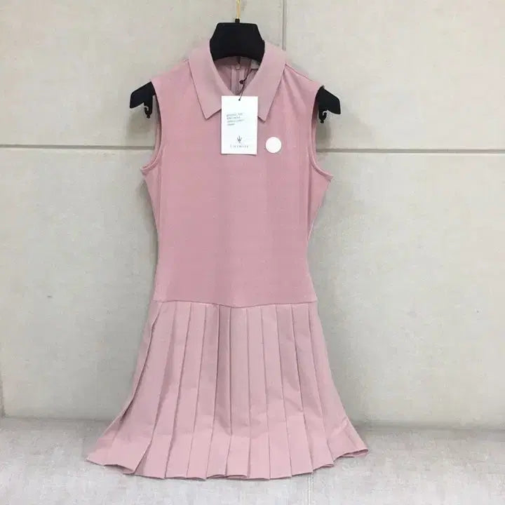 [BUNJANG] LIKEWIZE Pink Collared Sleeveless Pleated Golf Dress - Size S / (새제품)LIKEWIZE 핑크 카라 골프 원피스  골찌 민소매 플리츠치마