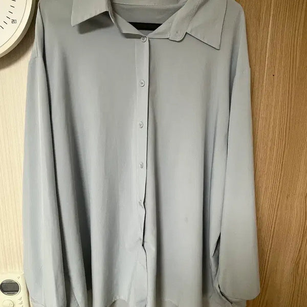 [BUNJANG] Overfit Layered Sky Blue Shirt / 오버핏,레이어드 소라색 셔츠