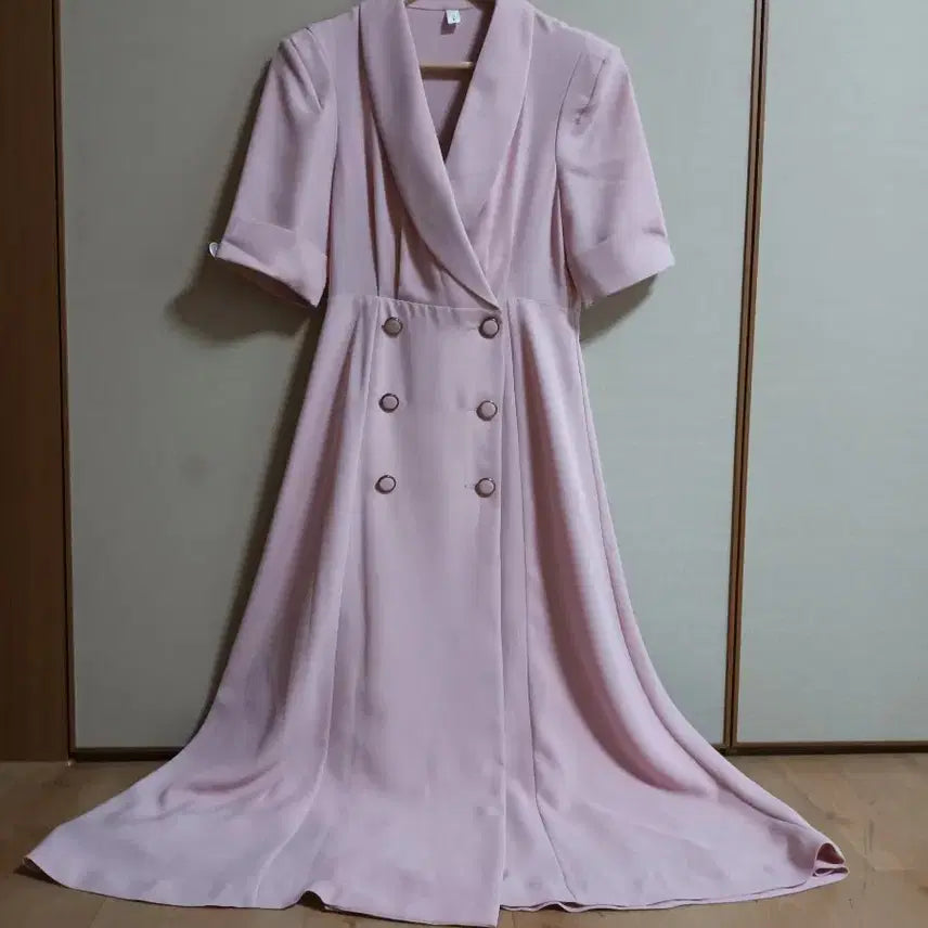 [BUNJANG] TANIA Double-Button Long Dress Pink / 새상품)TANIA 더블버튼 롱원피스 핑크