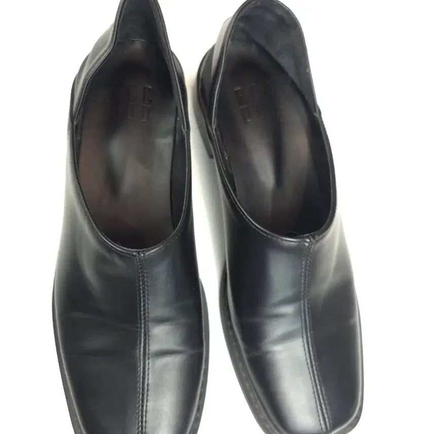 [BUNJANG] Black Leather Square Toe Mules / 블랙 가죽 스퀘어 토 뮬