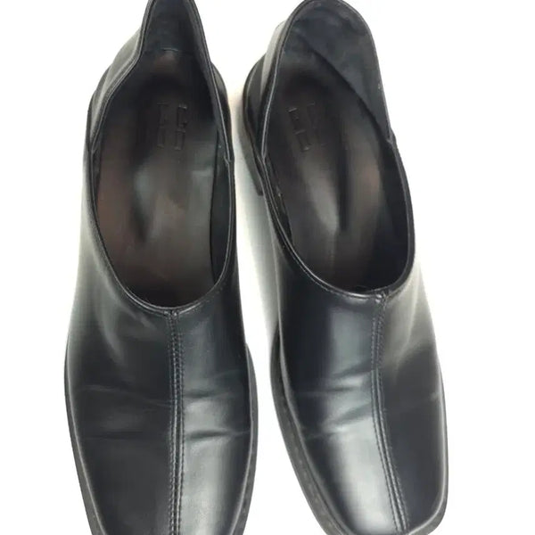 [BUNJANG] Black Leather Square Toe Mules / 블랙 가죽 스퀘어 토 뮬