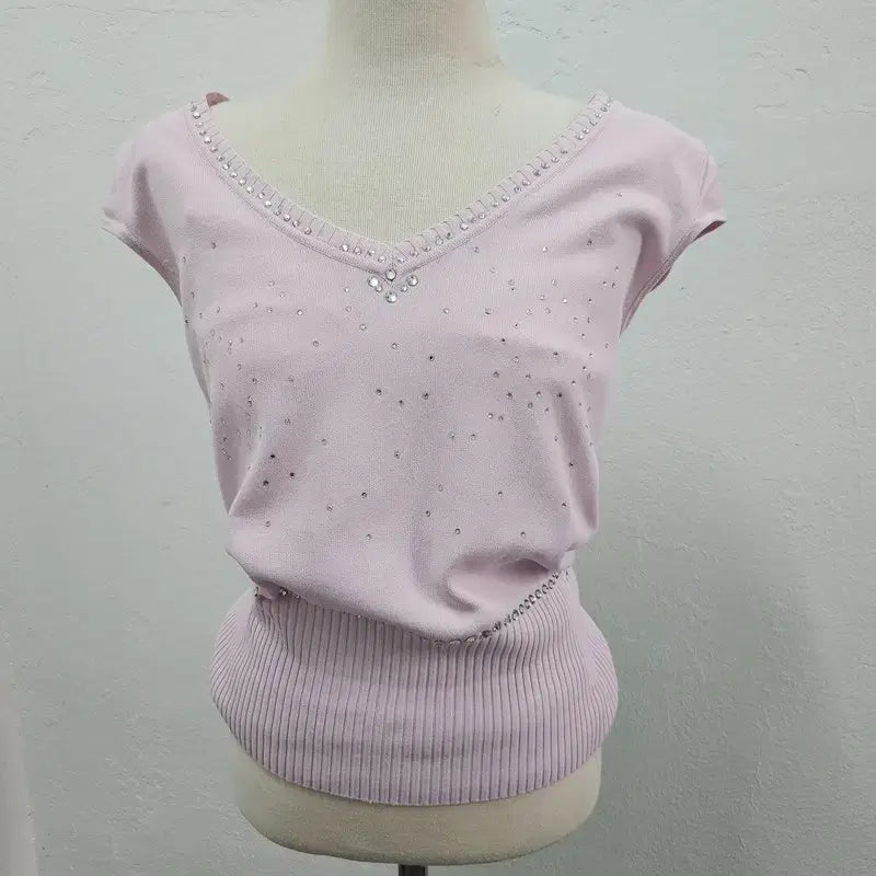 [BUNJANG] Women's Short Sleeve T-shirt Light Pink Size M/L / 반팔 티 여 66/77 J6505