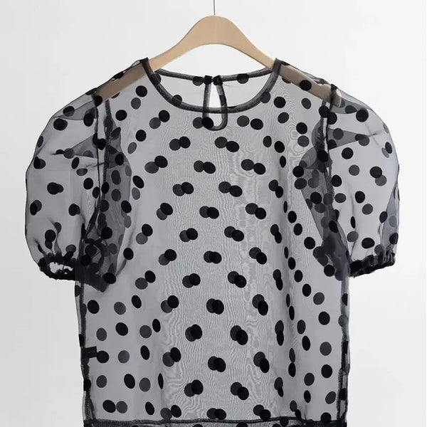 [BUNJANG] Dot Layered Blouse / 도트 레이어드 블라우스
