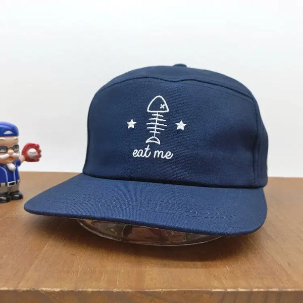 [BUNJANG] LOPEE EAT ME Fishbone Embroidery Street Camp Cap Snapback Navy / [새상품] 로피 EAT ME 낚시 생선 자수 스트릿 모자 스냅백 네이비