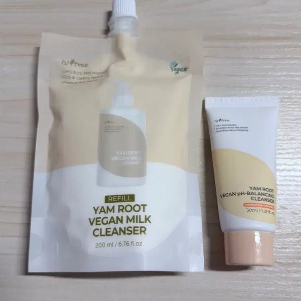 [BUNJANG] Isntree Yam Vegan Milk Cleanser Refill + Travel Set / 이즈앤트리 참마 비건 밀크 클렌져 리필+휴대용