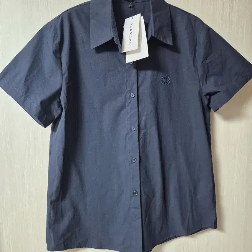 [BUNJANG] Nic & Nic Standard Collar Half Shirt Navy / (새제품) 닉앤니콜 스탠다드 칼라 하프 셔츠 네이비