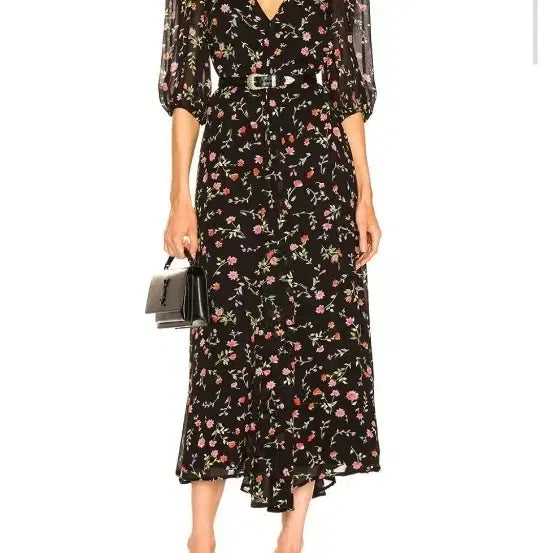 [BUNJANG] GANNI Flower V-Neck Long Dress / (정품) 가니 플라워 브이넥 원피스 롱드레스 38