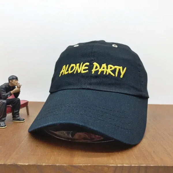 [BUNJANG] DRINKSCANCODE ALONE PARTY Embroidered Casual Hat Black Yellow / 드링크스캔코드 ALONE PARTY 자수 캐주얼 모자 블랙 옐로우
