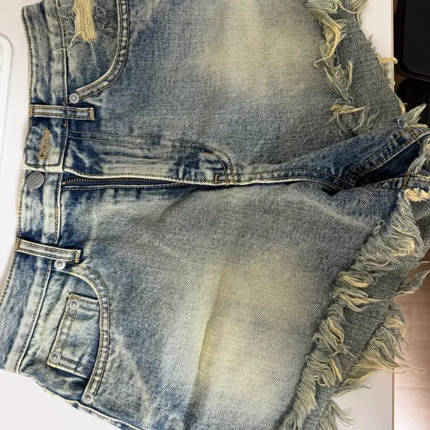 [BUNJANG] Nakedness Lettering Denim Shorts Indigo Blue / 네이키드니스 레터링 데님 숏팬츠 인디고블루 1