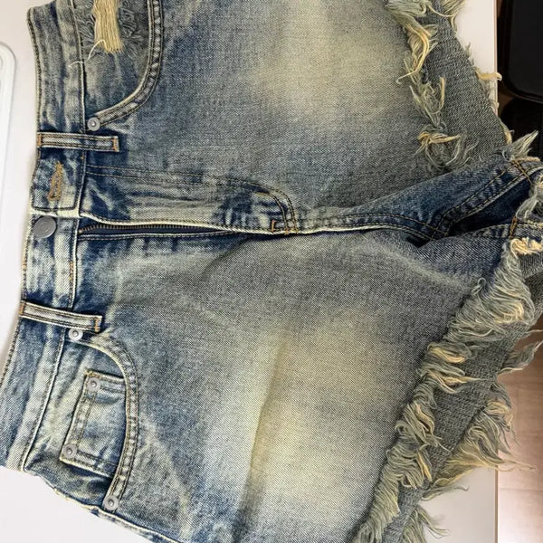 [BUNJANG] Nakedness Lettering Denim Shorts Indigo Blue / 네이키드니스 레터링 데님 숏팬츠 인디고블루 1