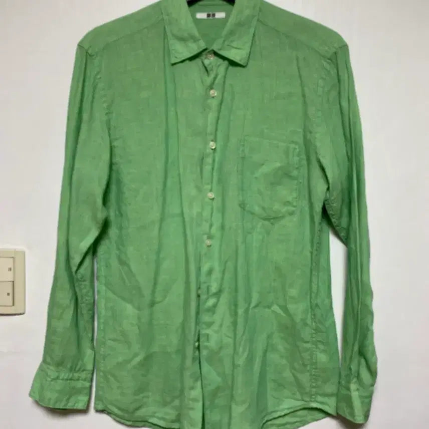 [BUNJANG] Uniqlo Linen Shirt Green M / [UNIQLO] 유니클로 린넨 셔츠 그린 M사이즈