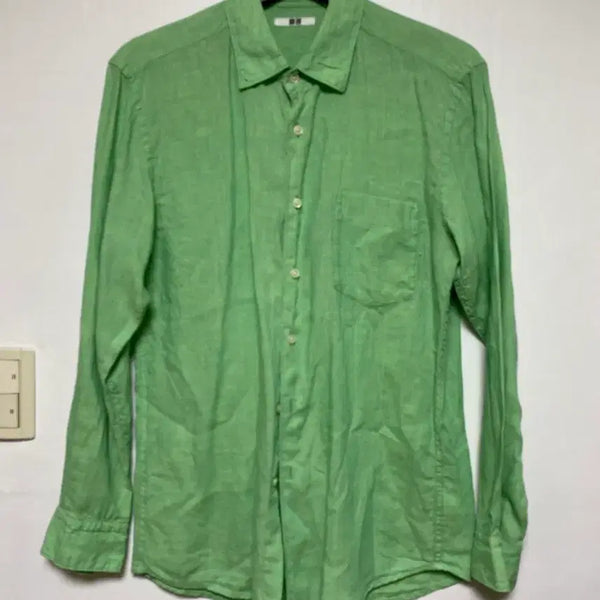 [BUNJANG] Uniqlo Linen Shirt Green M / [UNIQLO] 유니클로 린넨 셔츠 그린 M사이즈