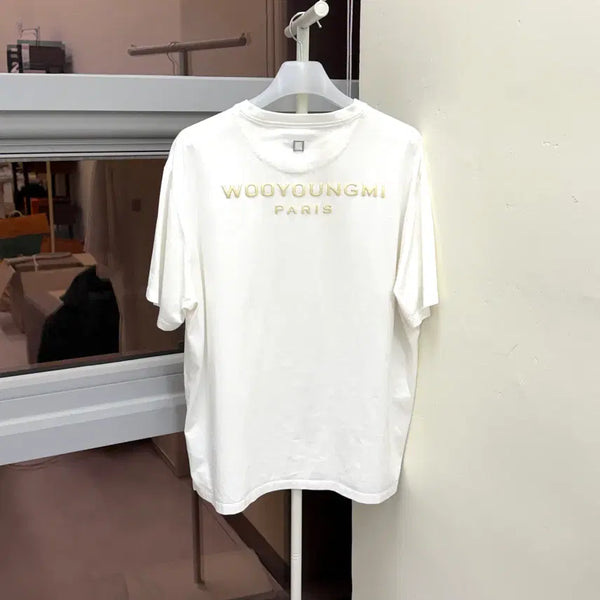 [BUNJANG] Wooyoungmi Cotton Bead Back Logo T-Shirt (Size 52) / [52 size] *정품* 우영미 코튼 비즈 백로고 티셔츠