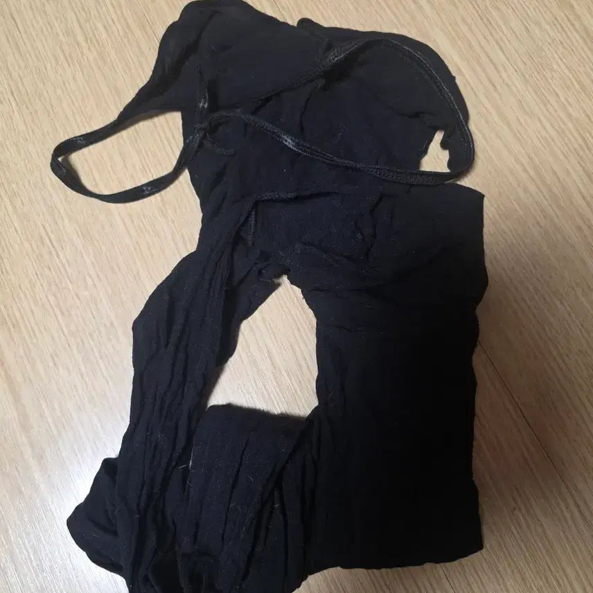[BUNJANG] Black Thong Full Body Stockings / 검정색 밑트임 반 전신 스타킹