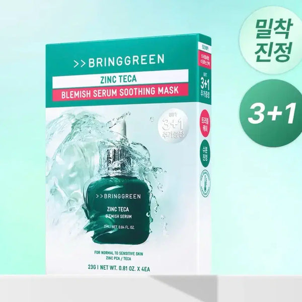 [BUNJANG] Bring Green Zinc-Teca Trouble Serum Soothing Mask 4 Sheets / 브링그린 징크테카 트러블 세럼 수딩 마스크 4매