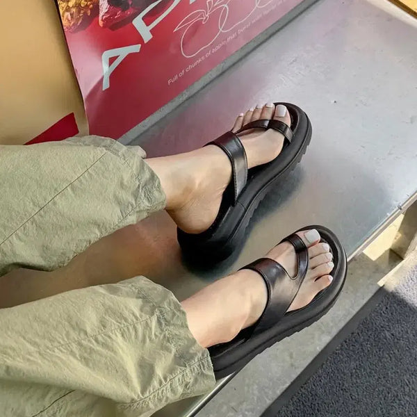 [BUNJANG] Odelli Platform Jjori Slippers (5cm) Black / 꼼꼼구두 오델리 플랫폼 쪼리 슬리퍼(5cm) 블랙