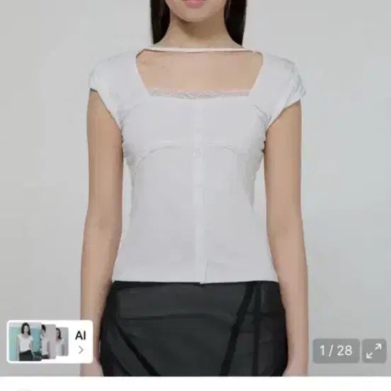 [BUNJANG] Flare Up Lace Sleeve Top White / 플레어업 레이스 슬리브 탑 화이트 (리센느 제나 착용) 새상품
