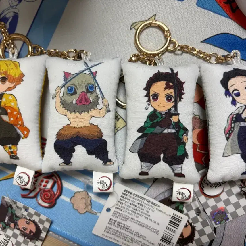 [BUNJANG] Demon Slayer: Kimetsu no Yaiba Zenitsu Inosuke Tanjiro Shinobu Cushion Keychain Bundle / 귀멸의칼날 귀칼 젠이츠 이노스케 탄지로 시노부 쿠션 키링