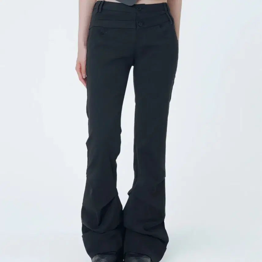 [BUNJANG] Miseki Seoul Layered Folding Pants Black / 미세키서울 레이어드 폴딩 팬츠 블랙